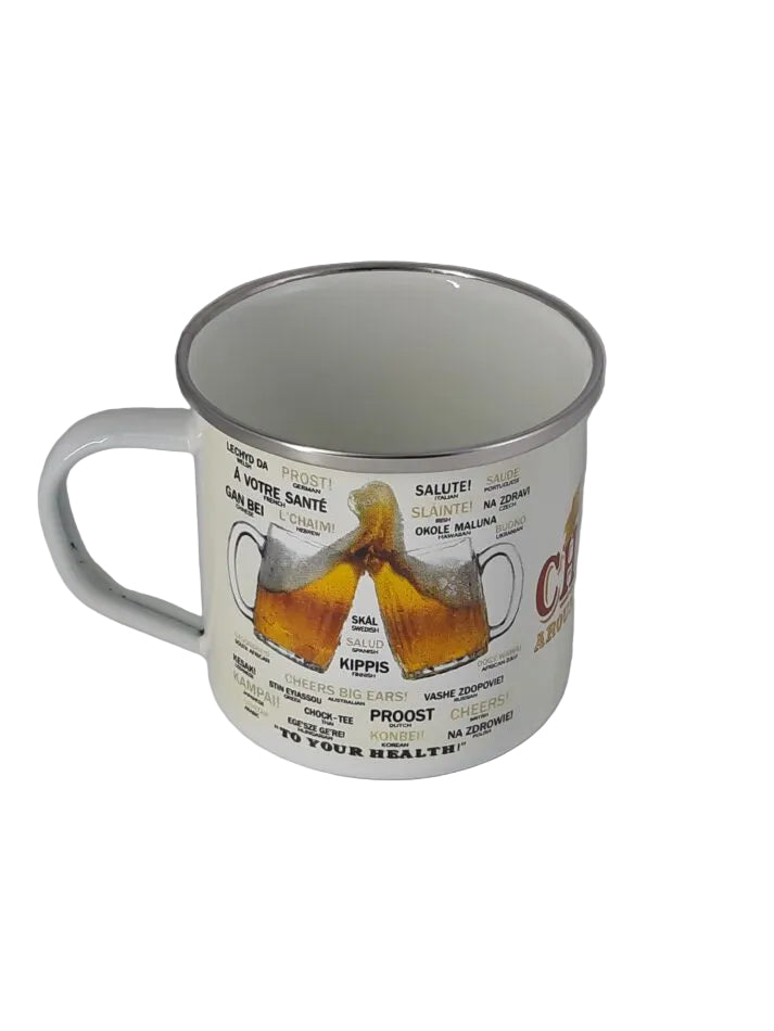 Emaille Becher "How to say Cheers around the world" 0,4 l Angebot!!!