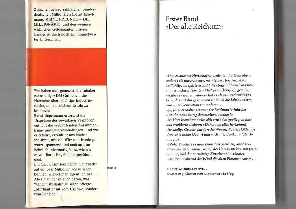 Zeitgeschichte Bernt Engelmann Die Macht am Rhein Meine Freunde die Geldgiganten Verlag Schneekluth 1972