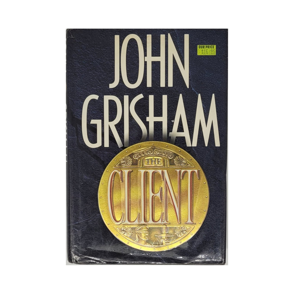 „Buchcover John Grisham – The Client, Doubleday 1993, Hardcover, Schutzumschlag beschädigt“