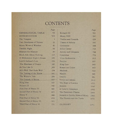 „The Complete Works of Shakespeare, Spring Books 1962, Hardcover, englisch“ Inhalt