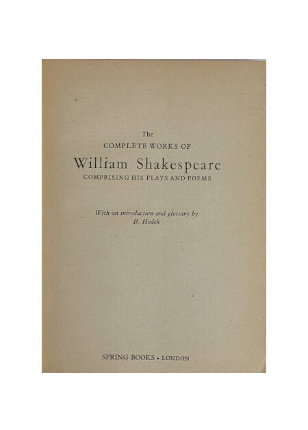 „The Complete Works of Shakespeare, Spring Books 1962, Hardcover, englisch“ Vorsatzseite