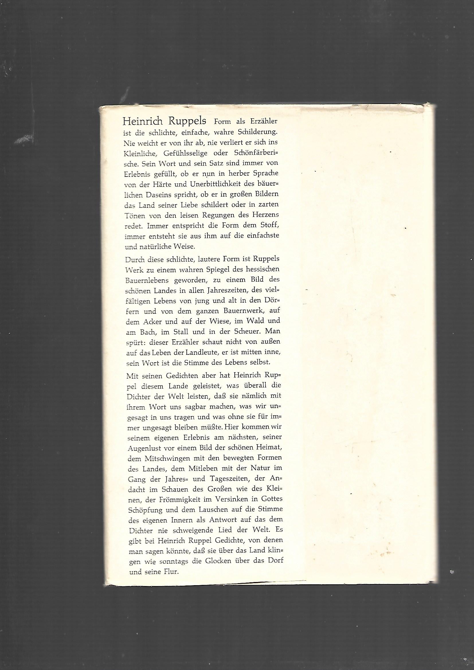 Erzählungen Hessischer Bauernspiegel Erzählungen und Gedichte von Heinrich Ruppel mit Zeichnungen von Otto Ubbelohde  1961