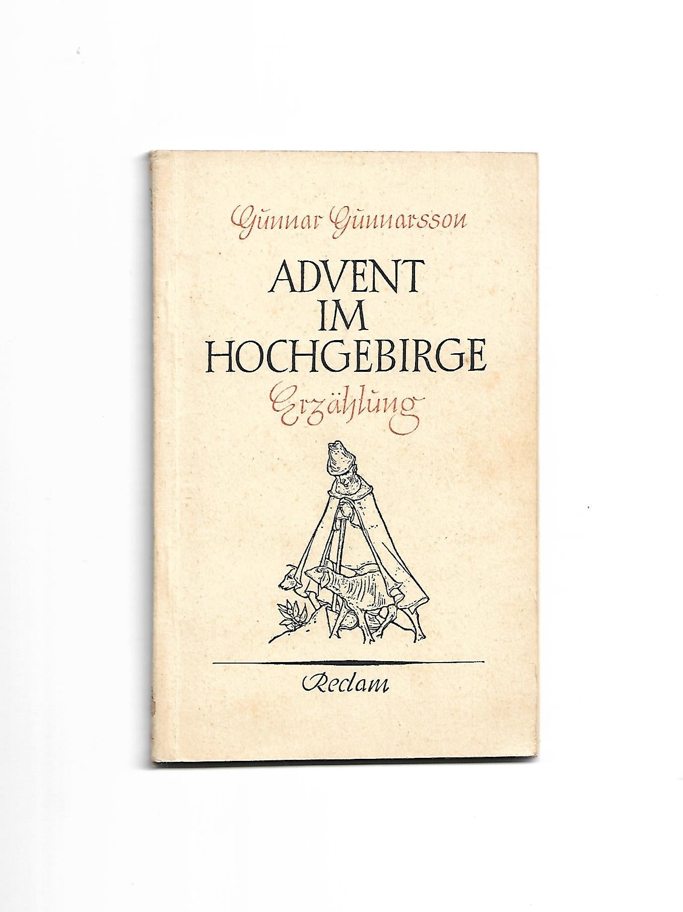 „Reclam-Heft Nr. 7328: Gunnar Gunnarsson – Advent im Hochgebirge (1951), gelbes Taschenbuch mit typischem Reclam‑Layout.“