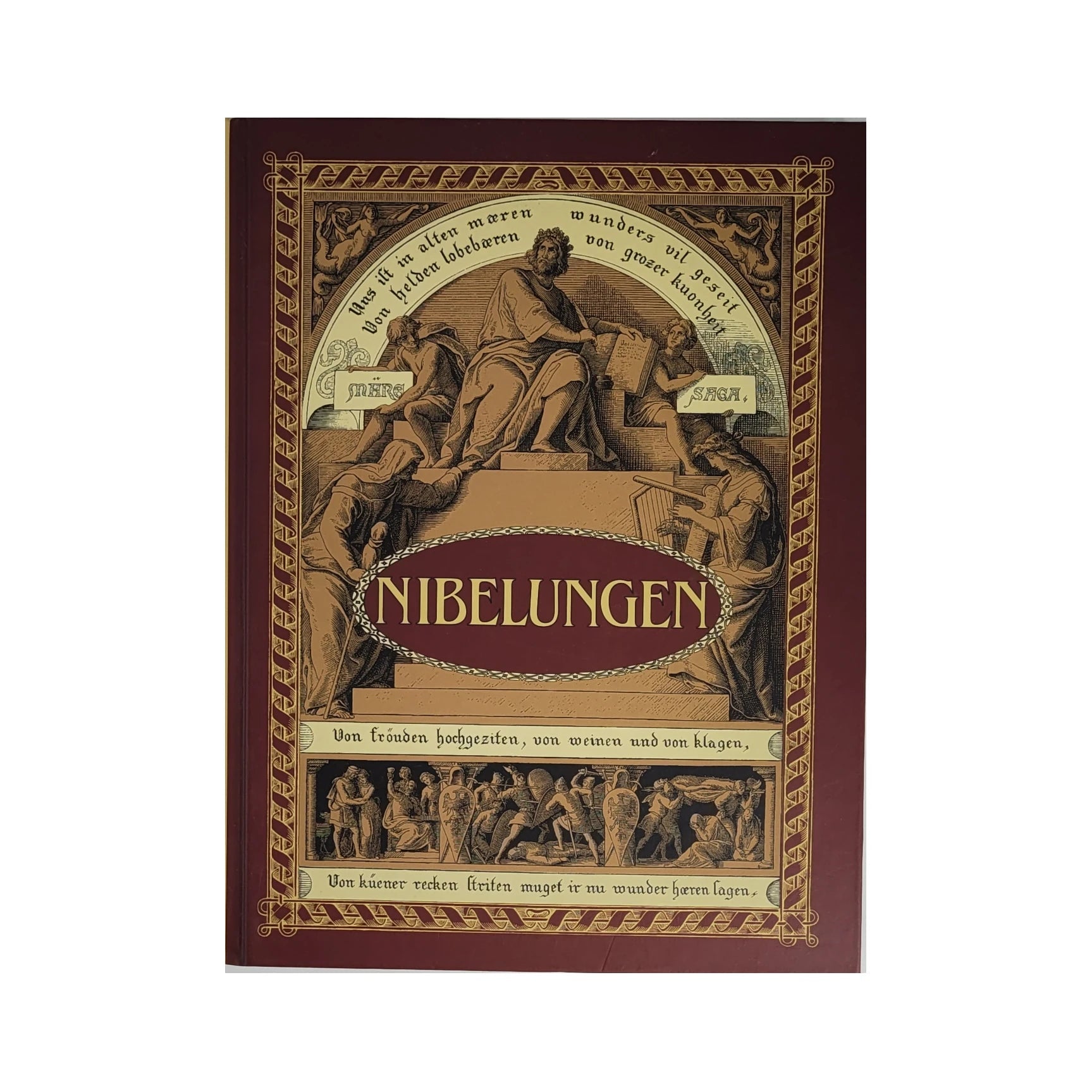 „Gebundenes Buch: Gustav Pfizer – Die Nibelungen / Der Nibelungen Noth, Reprint‑Verlag Leipzig, mit Illustrationen von Julius Schnorr, 8. Reprintauflage.“