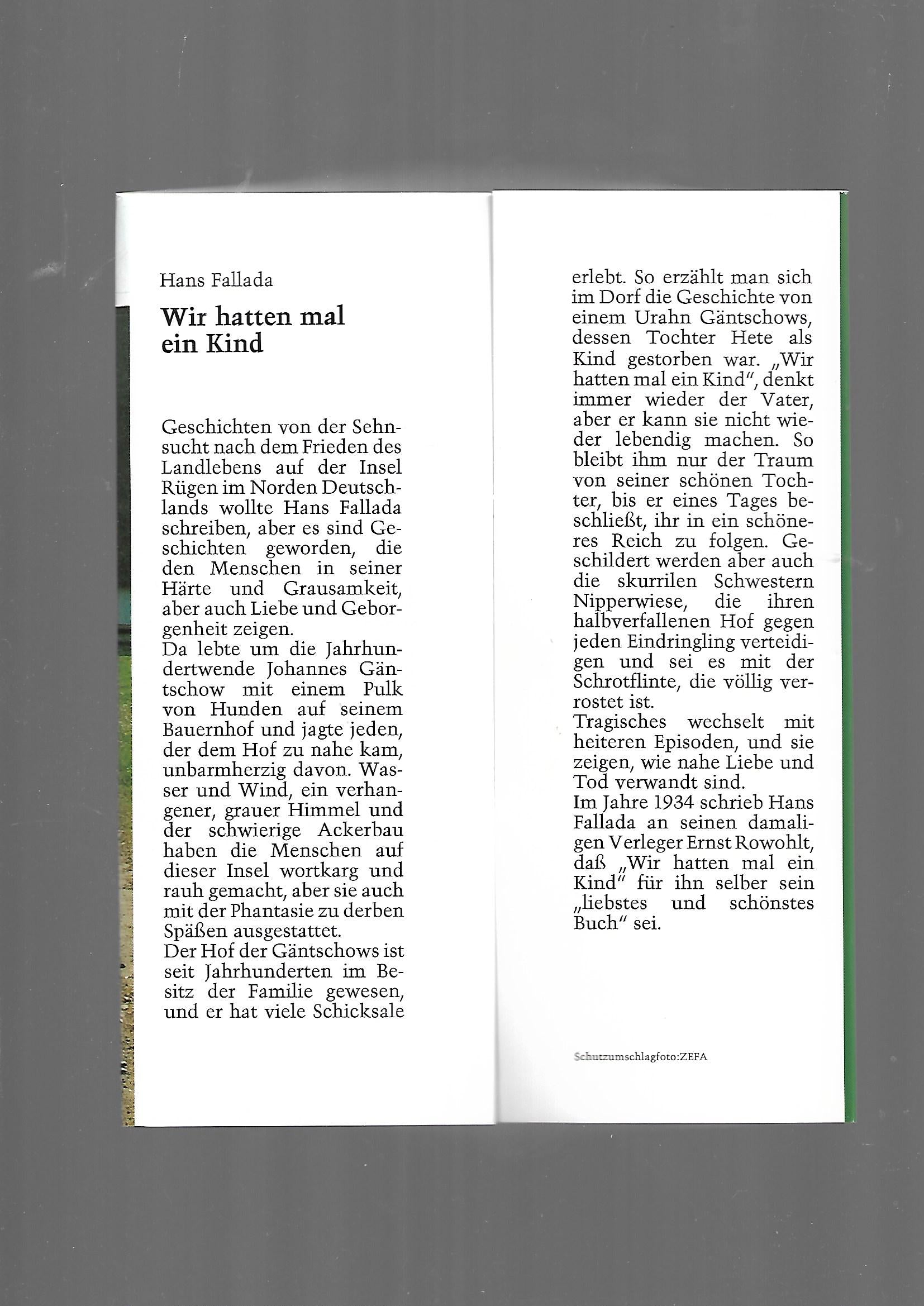 Belletristik Hans Fallada Wir hatten mal ein Kind Lingen Verlag