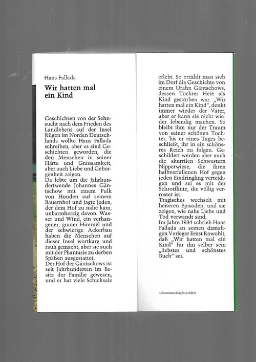 Belletristik Hans Fallada Wir hatten mal ein Kind Lingen Verlag