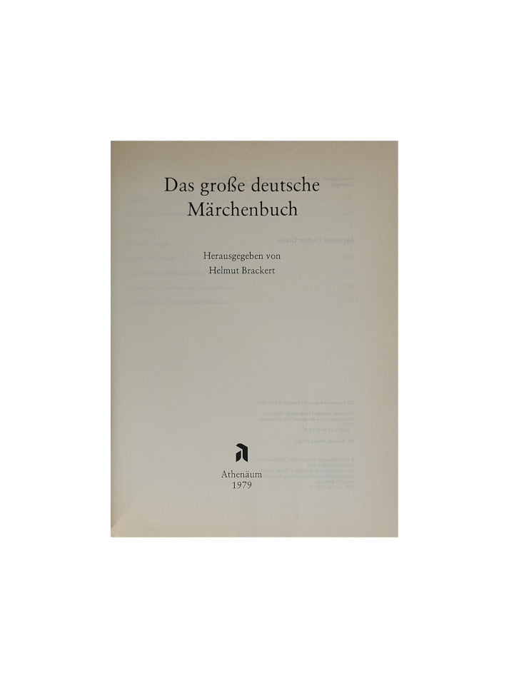 Fantasy Helmut Brackert Das Grosse Deutsche Märchenbuch - Athenäum 1979