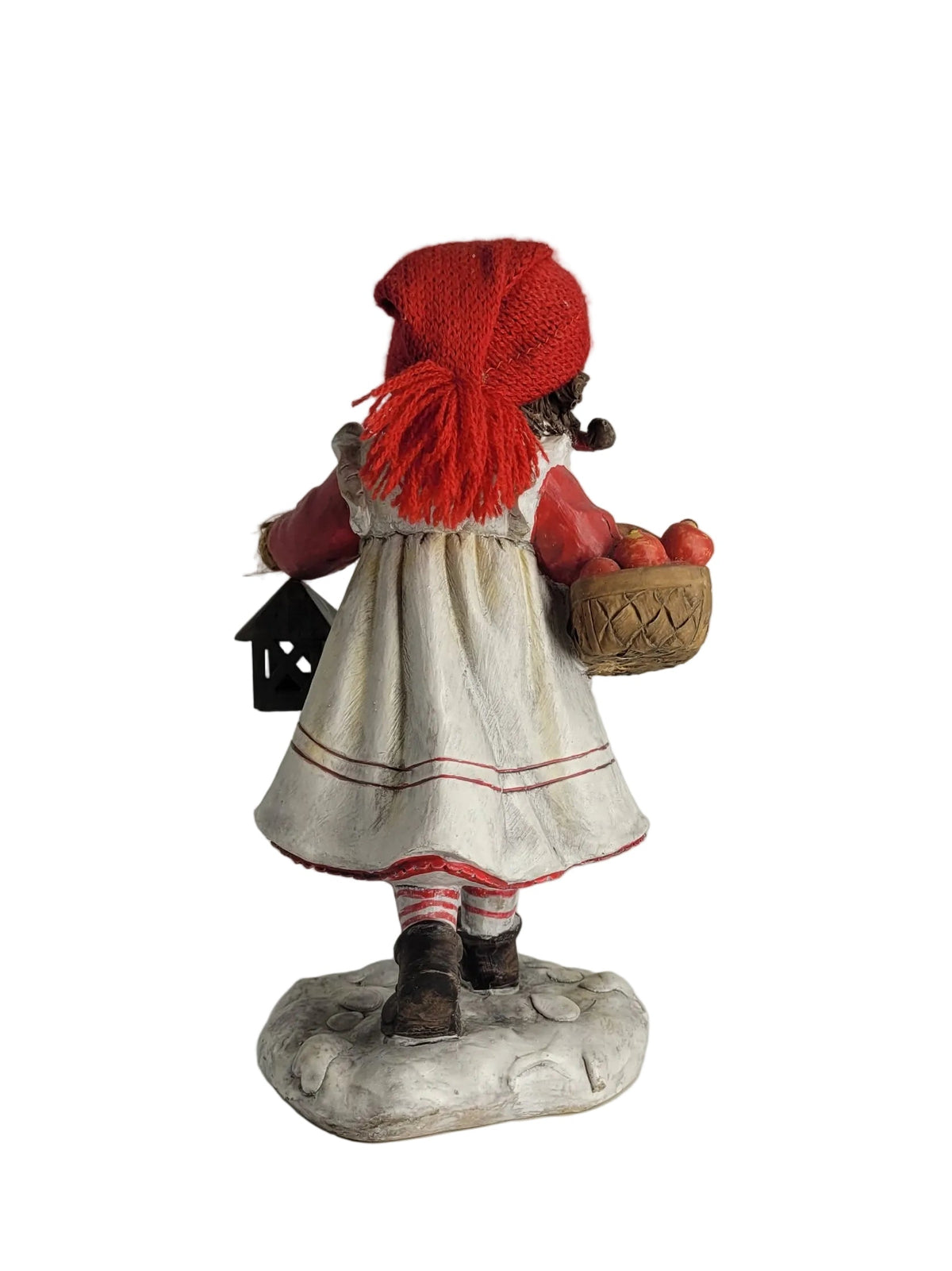 Figur - Dekofigur „Mädchen mit roter Strickmütze, Apfelkorb & Laterne“ (Höhe 20 cm)