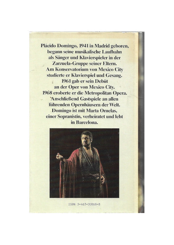 Film-Bibliothek Placido Domingo Die Bühne - mein Leben Kindler 1983 rueckseite