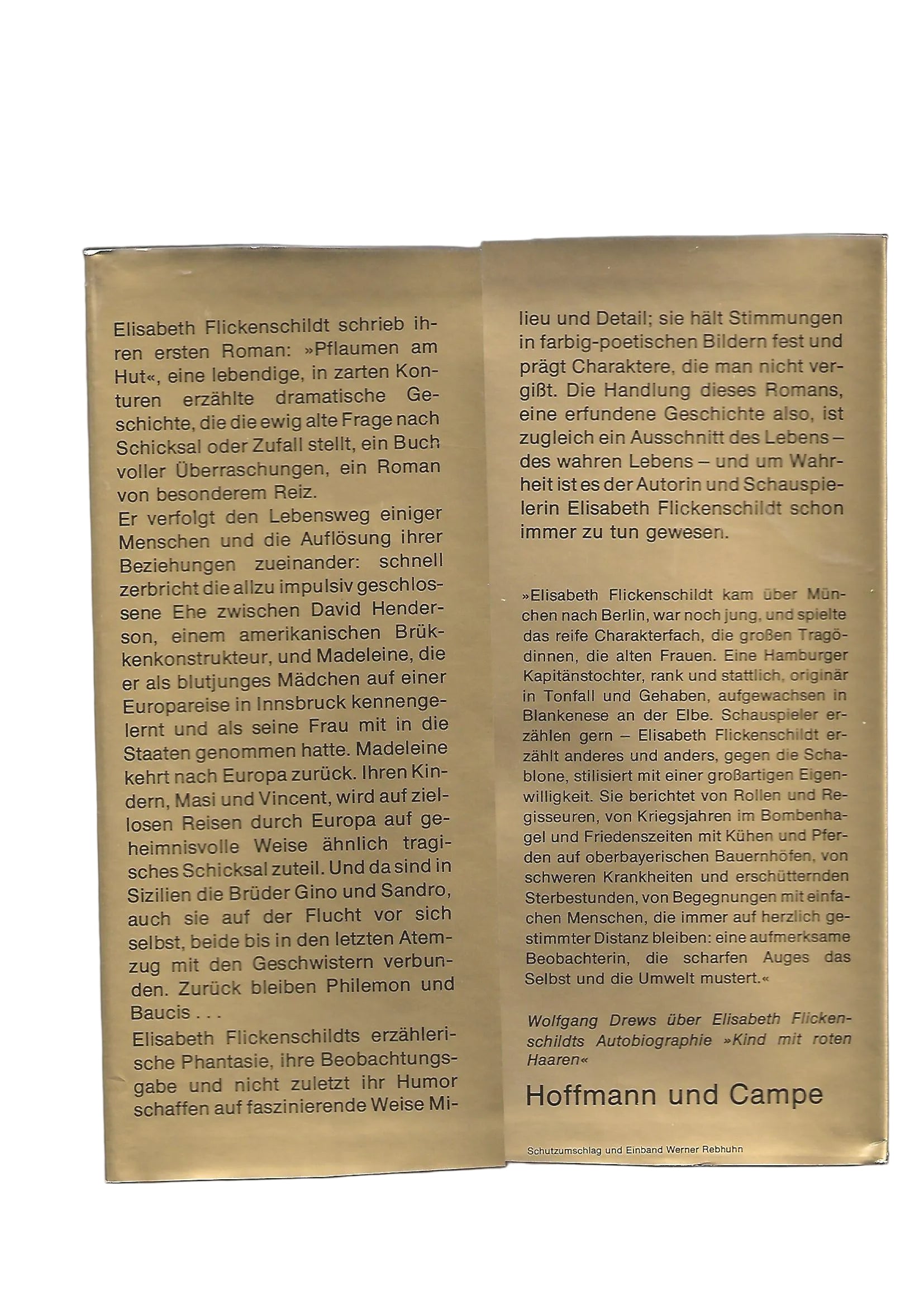 Belletristik Elisabeth Flickenschildt Pflaumen am Hut Hoffmann und Campe 1974