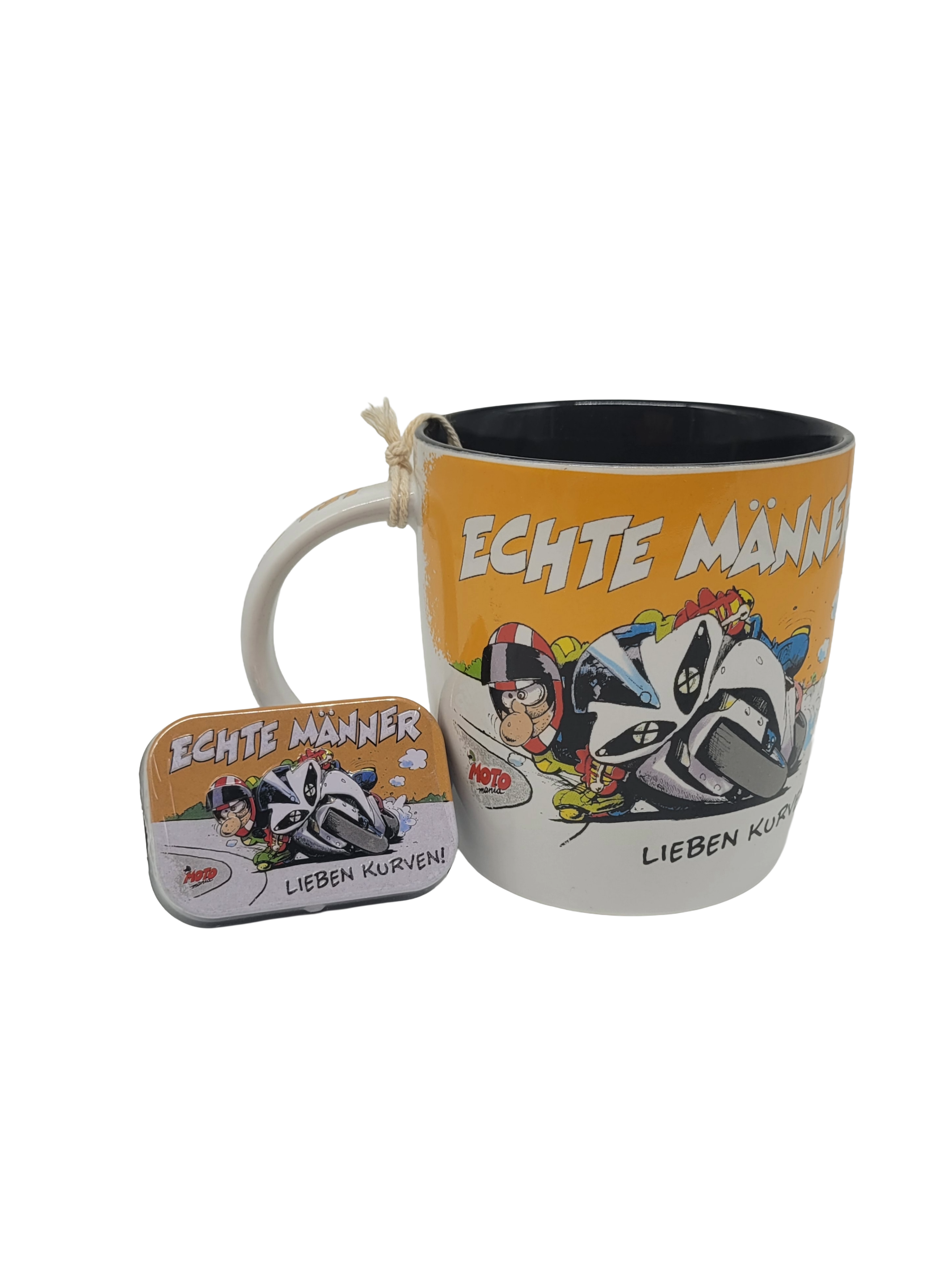 Angebot "Geschenkset 03"  MOTOmania Tasse & Pfefferminzpastillen Echte Männer lieben Kurven (Nostalgic Art)