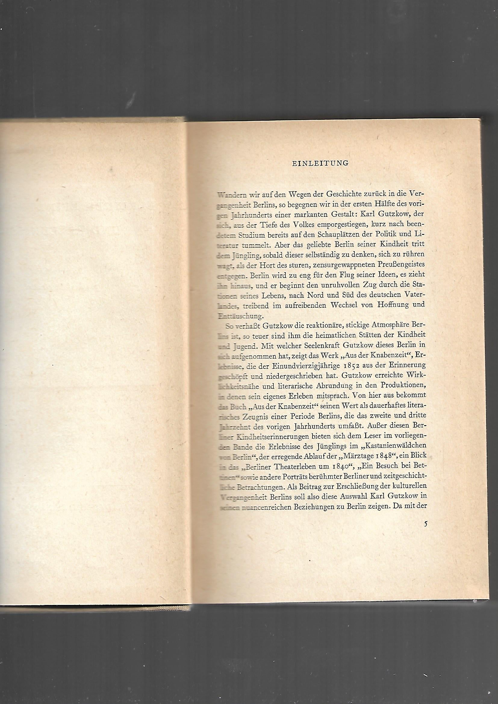 Berlin Karl Gutzkow Berliner Erinnerungen und Erlebnisse in Frakturschrift Verlag Das neue Berlin DDR 1960