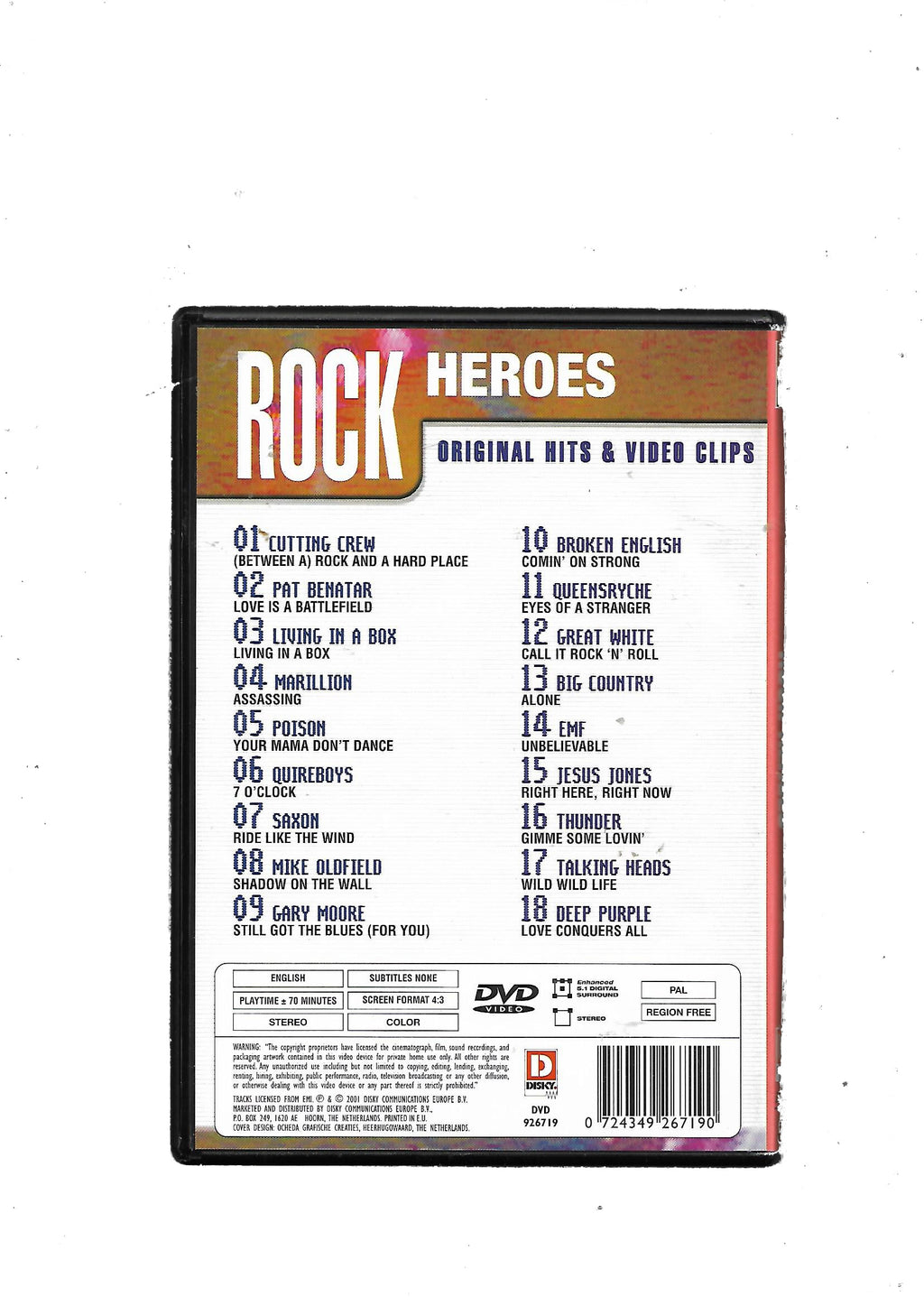 DVD MUSIK - The Greatest DVD Music Collection "Rock Heroes" (Original Hits & Video Clips) Deep Purple, Talking Heads, Pat Benatar, ... aus 2001