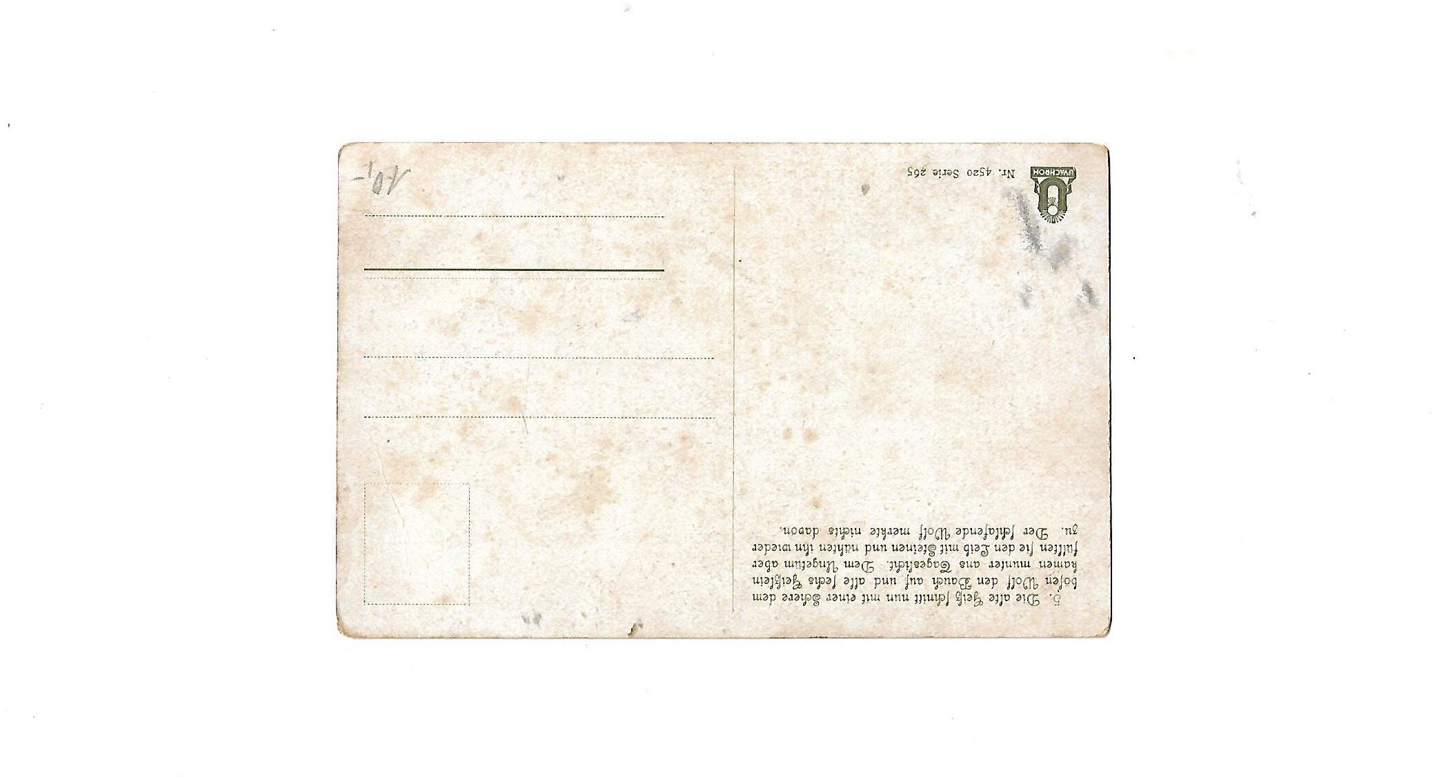 Postkarte A6 Oskar Herrfurth - Der Wolf und die 7 Geißlein - Schere