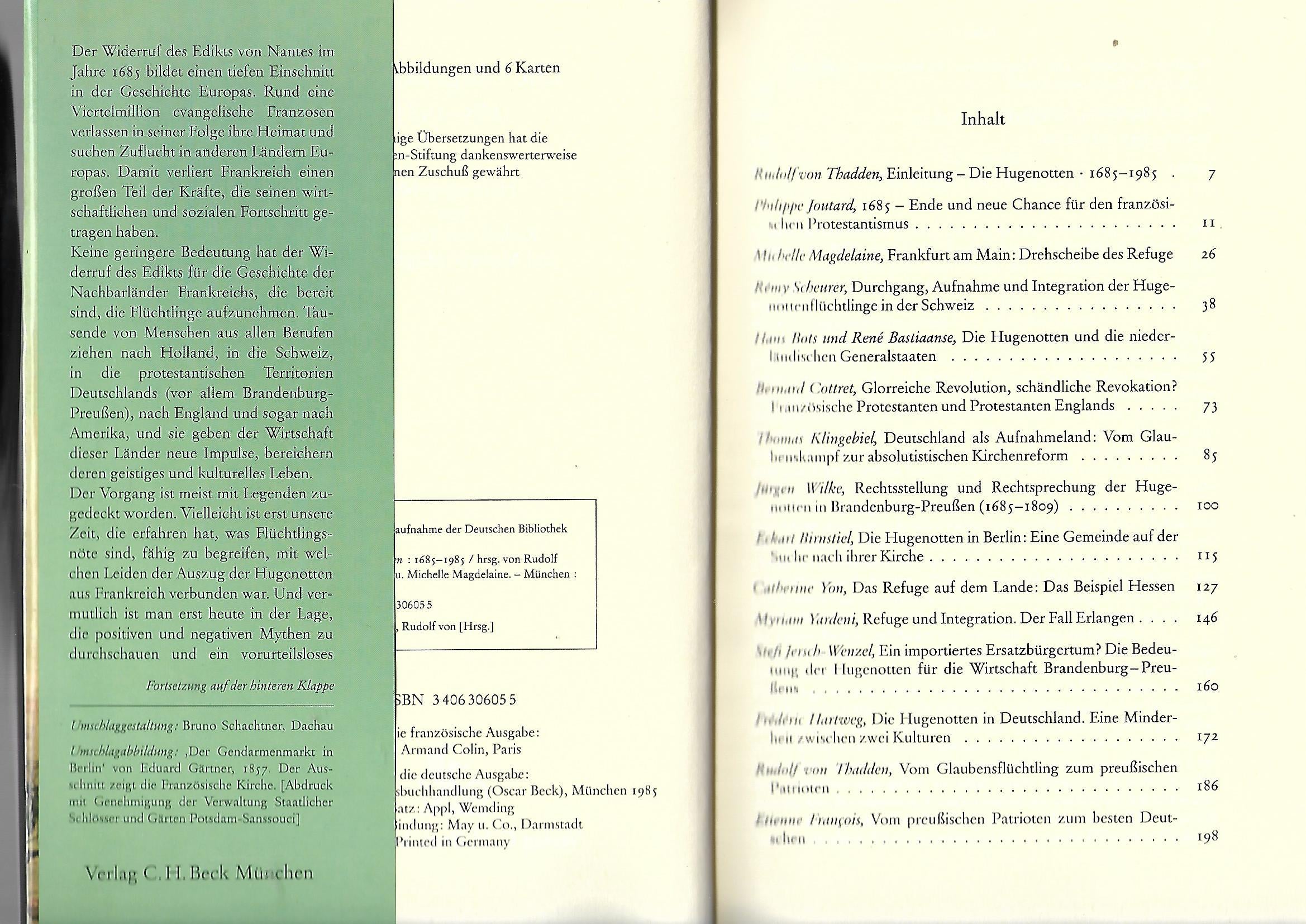 Alte Geschichte R. von Thadden/M.Magdelaine  Die Hugenotten Verlag C.H. Beck 1985