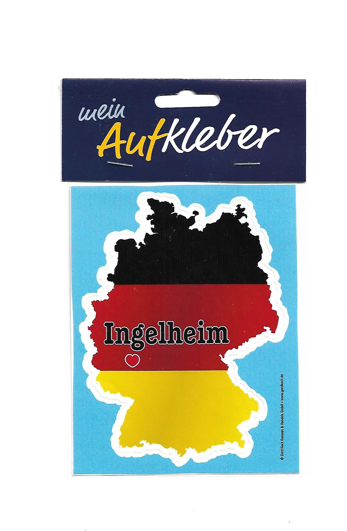 Dies & Das Stadtaufkleber Ingelheim Deutschlandkarte ca. 13 x 9,5 cm
