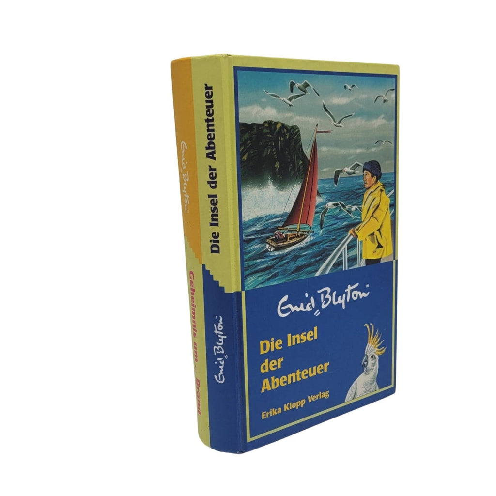 „Buchcover Enid Blyton Doppelband Die Insel der Abenteuer und Geheimnis um einen nächtlichen Brand, Erika Klopp Verlag 1999, gebundene Ausgabe“