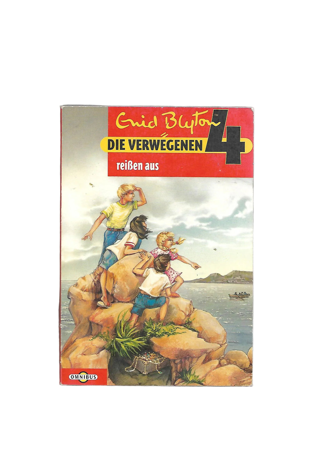 Jugendbuch Enid Blyton Die verwegenen 4 reißen aus Omnibus Club-Ausgabe 1998 Taschenbuch mit Gebrauchsspuren, Eselsohr, Ecken und Kanten bestoßen als Mängelexemplar gekennzeichnet