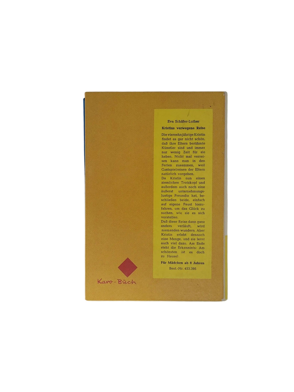 Jugendbuch Eva Schäfer-Luther Kristins verwegene Reise - Karo Buch