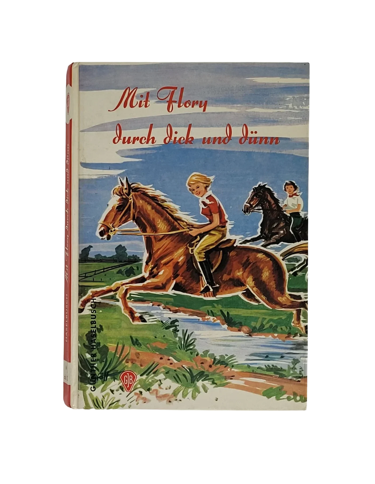 „Mit Flory durch dick und dünn – Günther E. H. Busch, Göttinger Jugendbuch Nr. 3033, Pferdeabenteuer, Cover mit Reiterszene, etwas schief gelesen.“