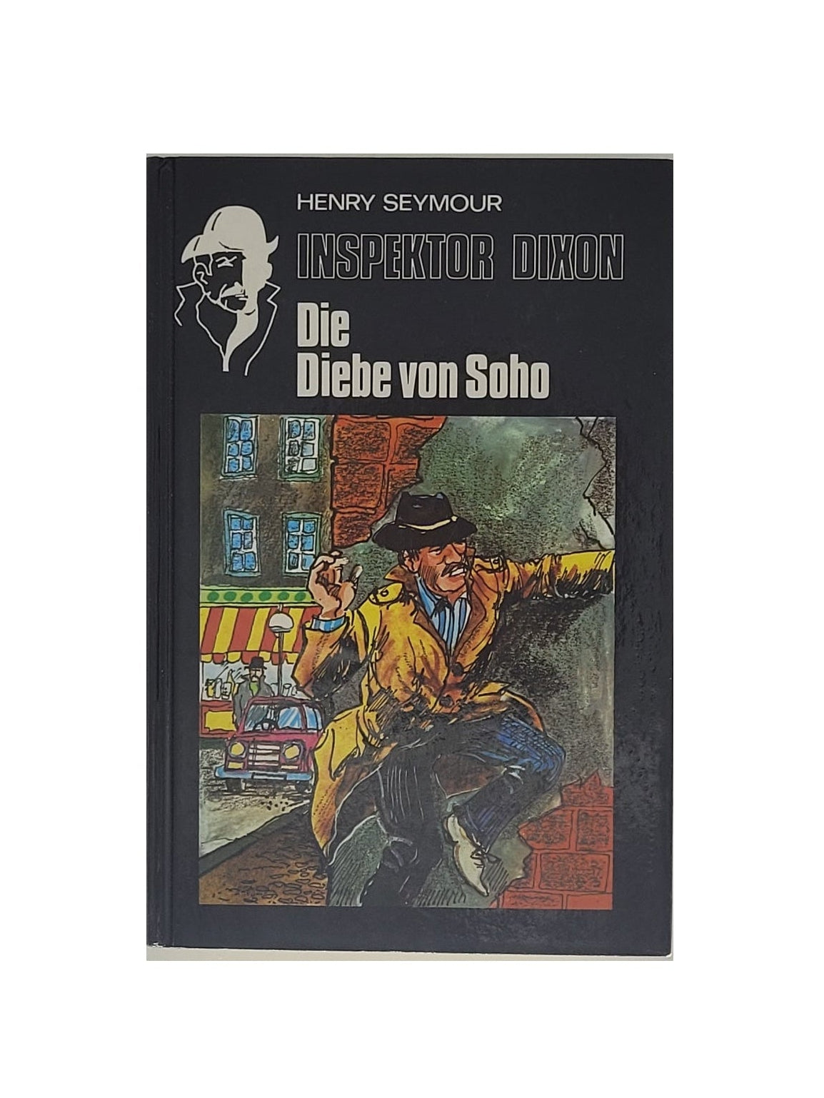 „Jugendbuch ‚Die Diebe von Soho‘, sehr sauberes Hardcover‑Exemplar mit leicht bestoßenen Ecken.“
