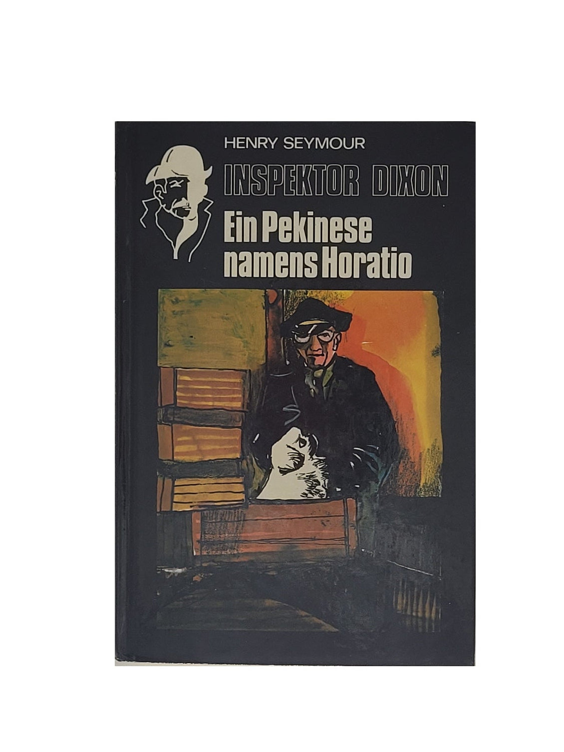 „Jugendbuch ‚Inspektor Dixon – Ein Pekinese namens Horatio‘, Tosa Verlag 1975, sehr sauberes Hardcover‑Exemplar mit leicht bestoßenen Ecken.“