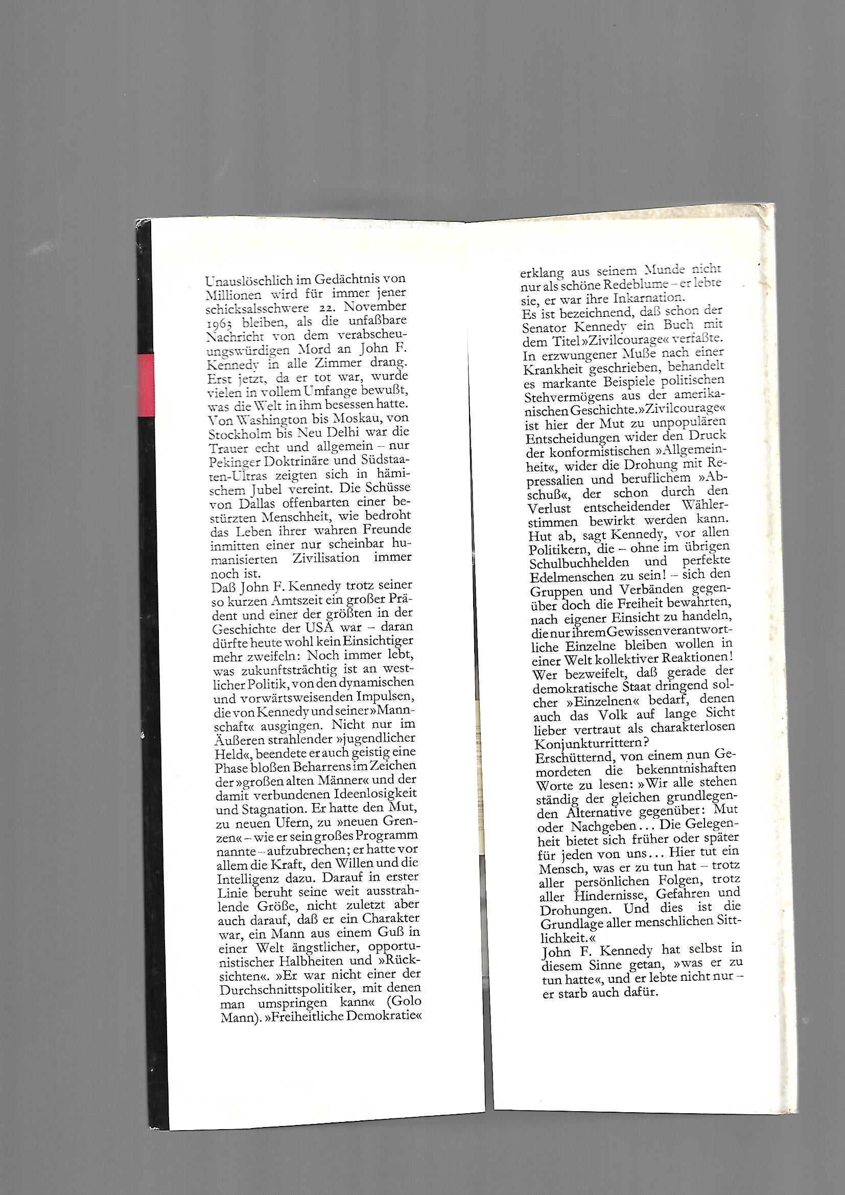 Zeitgeschichte John F. Kennedy Zivilcourage Bertelsmann Lizenzausgabe 1964