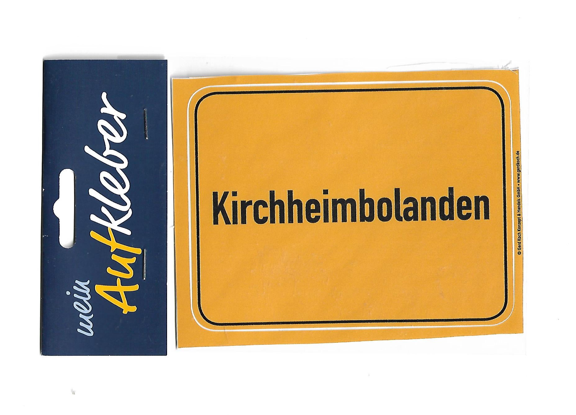 Dies & Das Stadtaufkleber Kirchheimbolanden Ortsschild ca. 13 x 9,5 cm