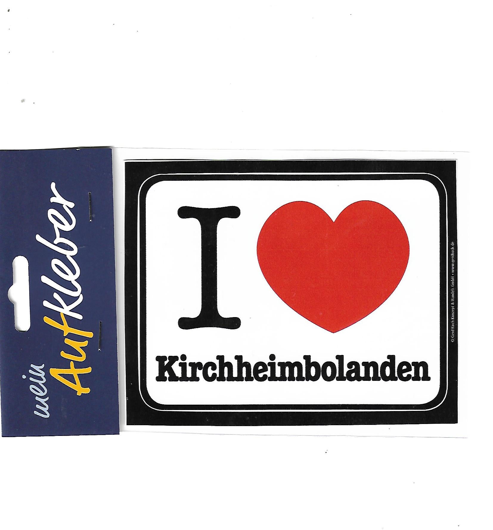 Dies & Das Stadtaufkleber I love (Herz) Kirchheimbolanden ca. 13 x 9,5 cm
