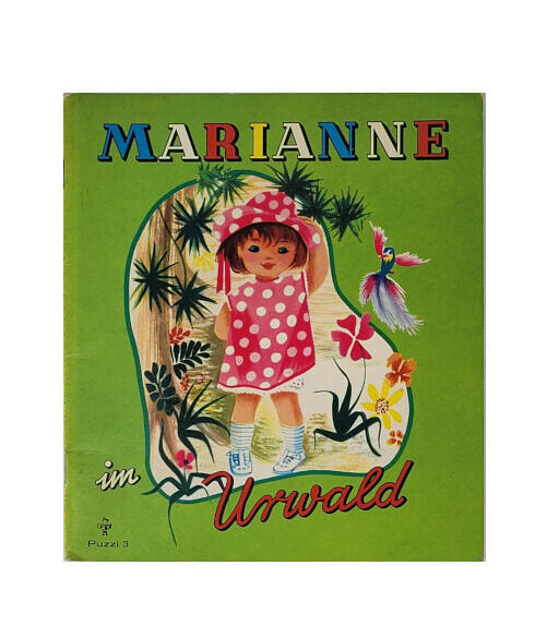„Buchcover Puzzi 3 – Marianne im Urwald, farbig illustriertes Kinderbuch‑Heft, ca. 1960er Jahre, guter gebrauchter Zustand“