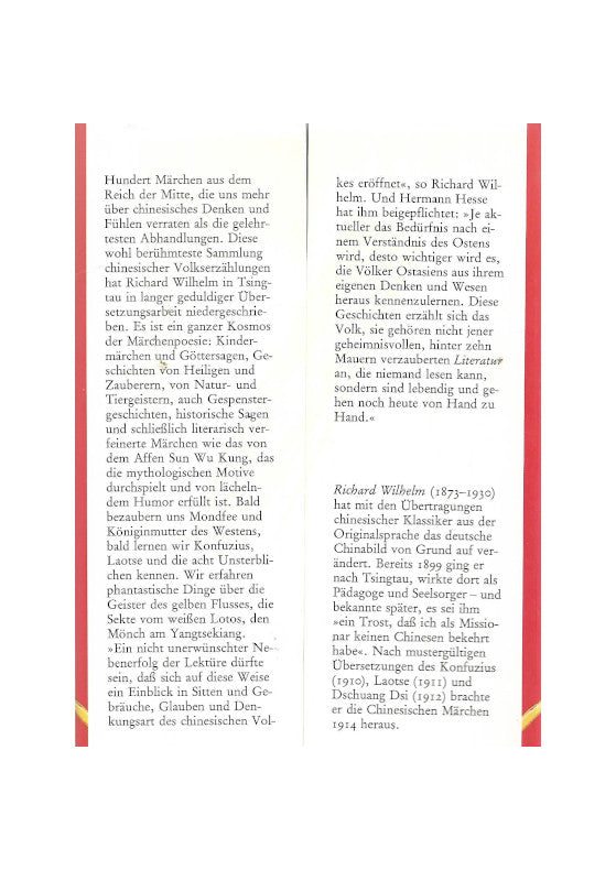 Kinderbuch Richard Wilhelm - Chinesische Märchen - Deiderichs Verlag 1985