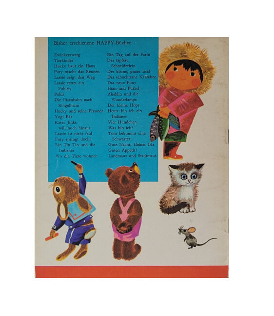 „Rückseite Happy Buch Nr. 1028 – Heute bin ich ein Indianer, 1961, Taschenbuch mit leichten Gebrauchsspuren“