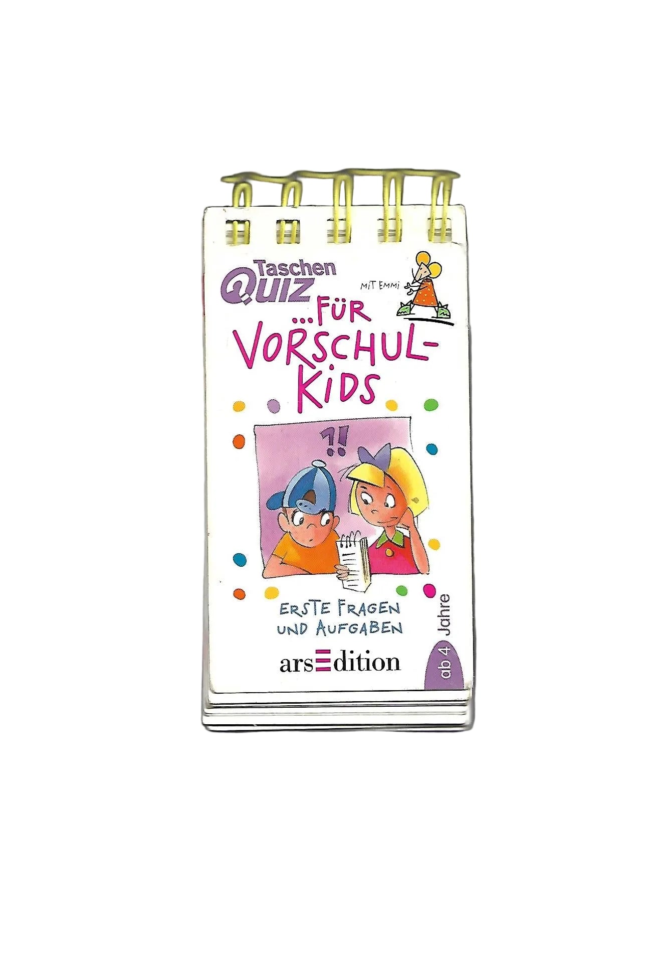 „Cover Taschen‑Quiz für Vorschul‑Kids ab 4 Jahren, Ars Edition, Spiralblock, ca. 144 Tafeln, guter Zustand“