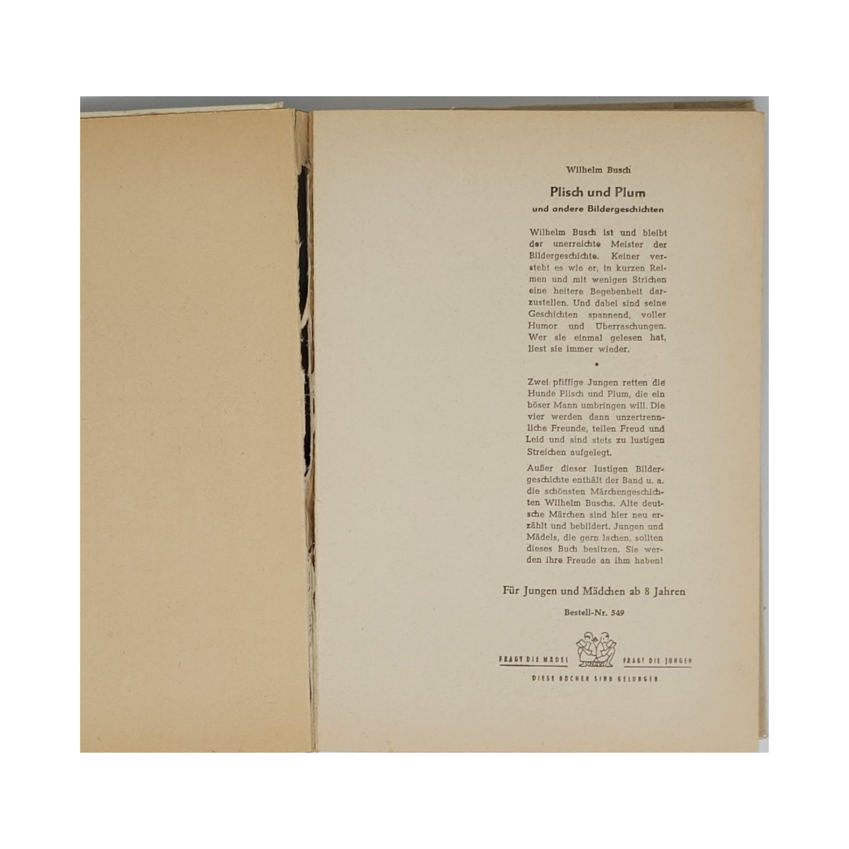 Jugendbuch Wilhelm Busch - Bildergeschichten - Neuer Jugendschriften-Verlag 1959