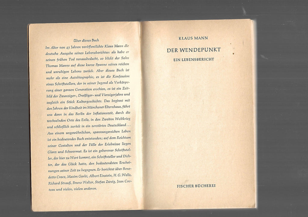 Biographie Klaus Mann Der Wendepunkt Ein Lebensbericht Fischer 1963 broschiert