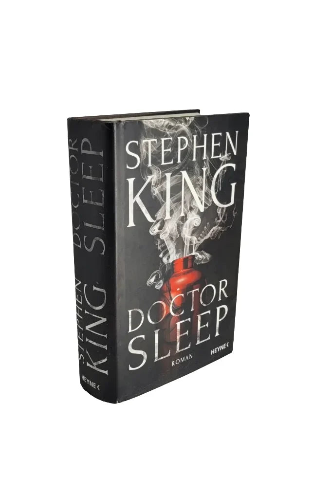 „Doctor Sleep – Stephen King, Heyne Verlag, deutsches Hardcover mit Rauchflasche auf dunklem Hintergrund, ISBN 9783453268555.“
