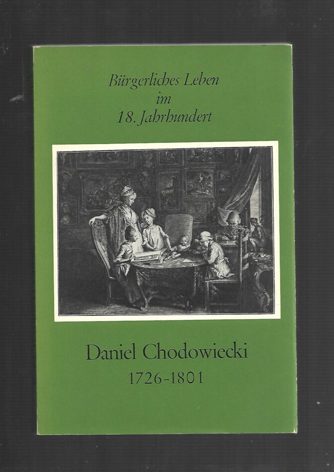 „Buchcover Daniel Chodowiecki Bürgerliches Leben im 18. Jahrhundert Ausstellungskatalog Städel Frankfurt 1978“  Das Cover zeigt eine schwarzweiße Reproduktion einer Grafik von Daniel Chodowiecki. Zentral steht eine fein ausgearbeitete Figurenszene, typisch für seine Darstellungen des bürgerlichen Lebens im 18. Jahrhundert.

Die Komposition wirkt ruhig und erzählerisch:

eine kleine Gruppe von Personen, in zeittypischer Kleidung