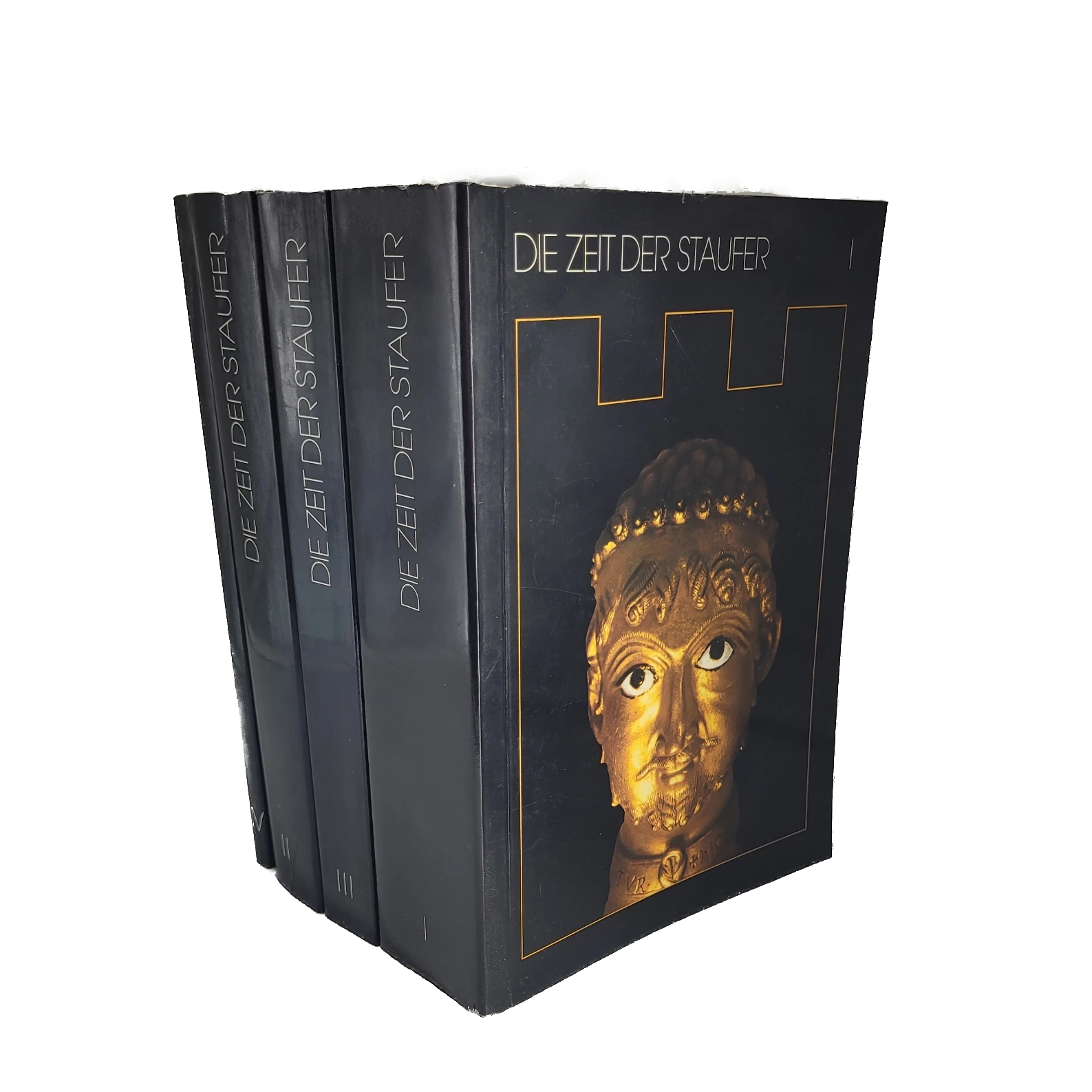 „Buchset Die Zeit der Staufer Band 1–4 Katalog 1977 Reiner Hausherr“ Geschichte - Kunst- Kultur ein umfangreiches Werk anlässlich der Austellung 1977 in Stuttgart