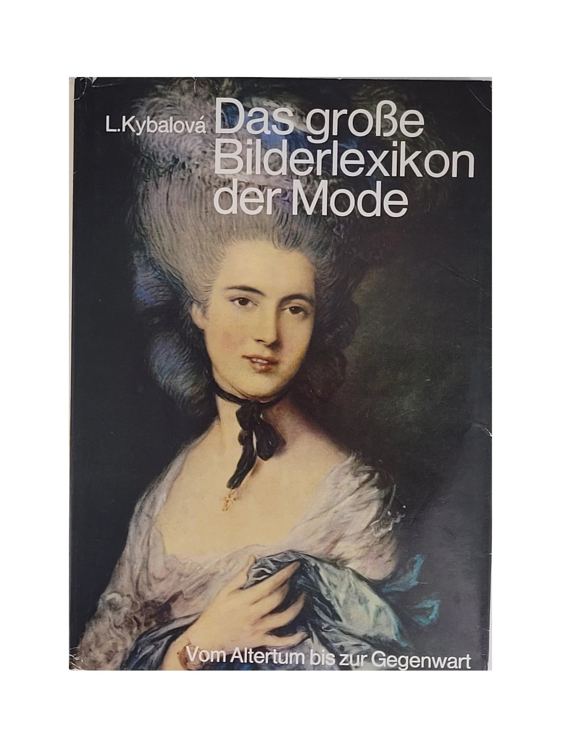„Buchcover der Lizenzausgabe Das große Bilderlexikon der Mode von Ludmila Kybalová, Bertelsmann 1976, Hardcover mit leichten„Innenansicht des Modelexikons von Kybalová mit zahlreichen historischen Modeabbildungen und Illustrationen.“ Gebrauchsspuren.“ 