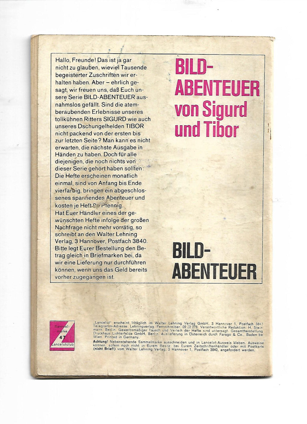 Comic Lancelot Nr. 53 Wenn die Wölfe heulen Walter Lehning Verlag 1963 - 1965