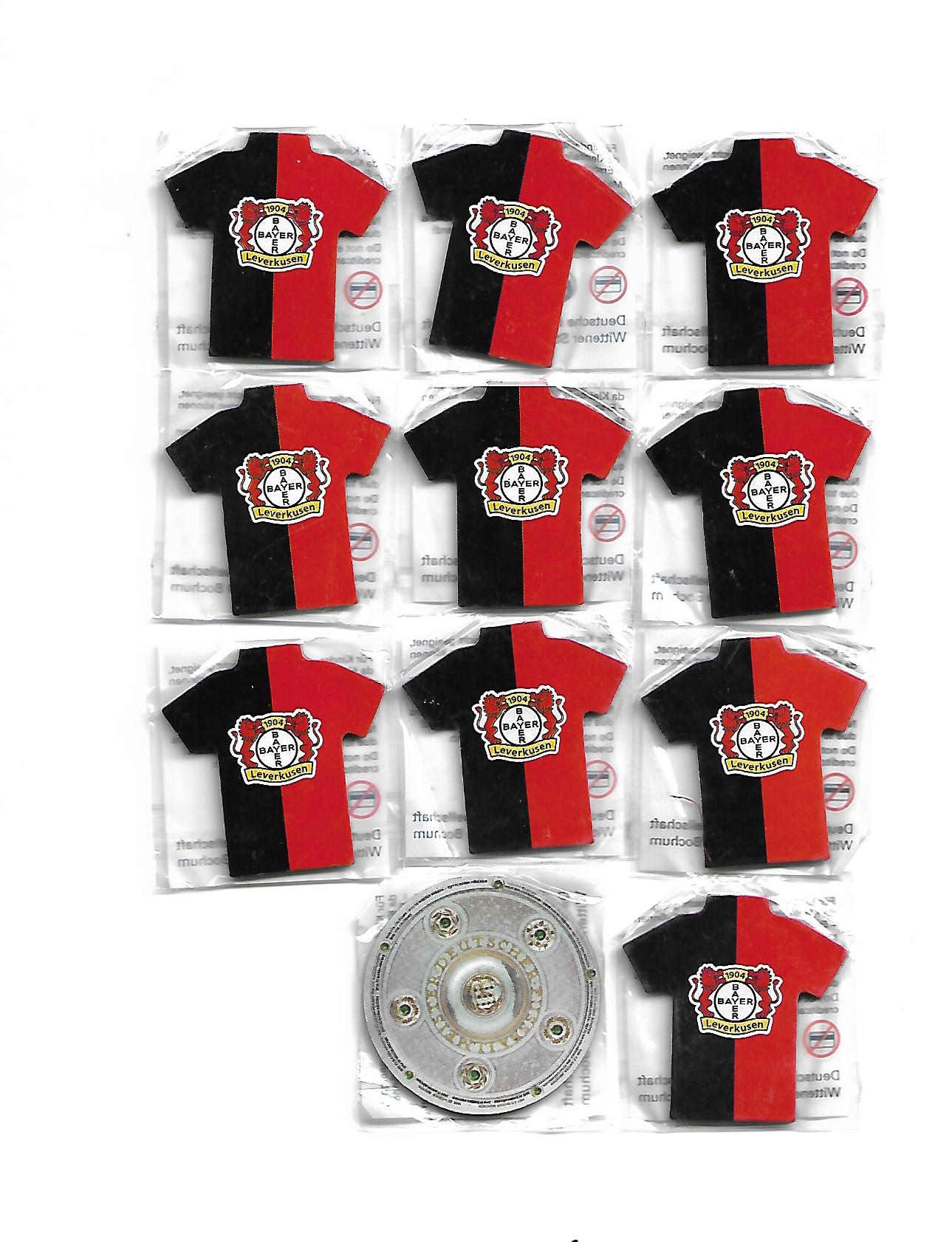 Magnet 10 Kühlschrankmagnete Pin Magnet Trikot BAYER 04 LEVERKUSEN Aral Bundesliga OVP  ca. 4 x 3 cm