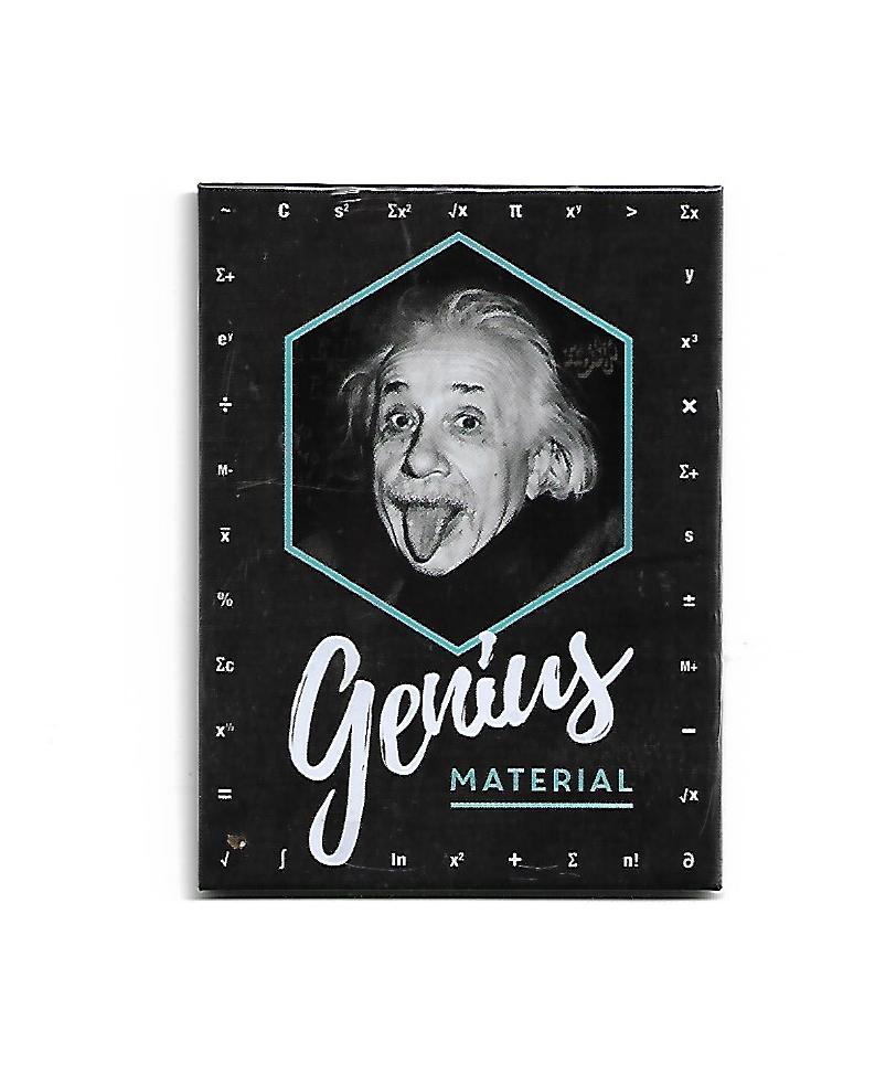 „Rechteckiger Kühlschrankmagnet ‚Albert Einstein – Genius‘ von Nostalgic Art; vierfarbig bedrucktes, stabiles Blech; vollflächiger Magnet, Format ca. 6 × 8 cm; geeignet zum Befestigen mehrerer Notizzettel.“
