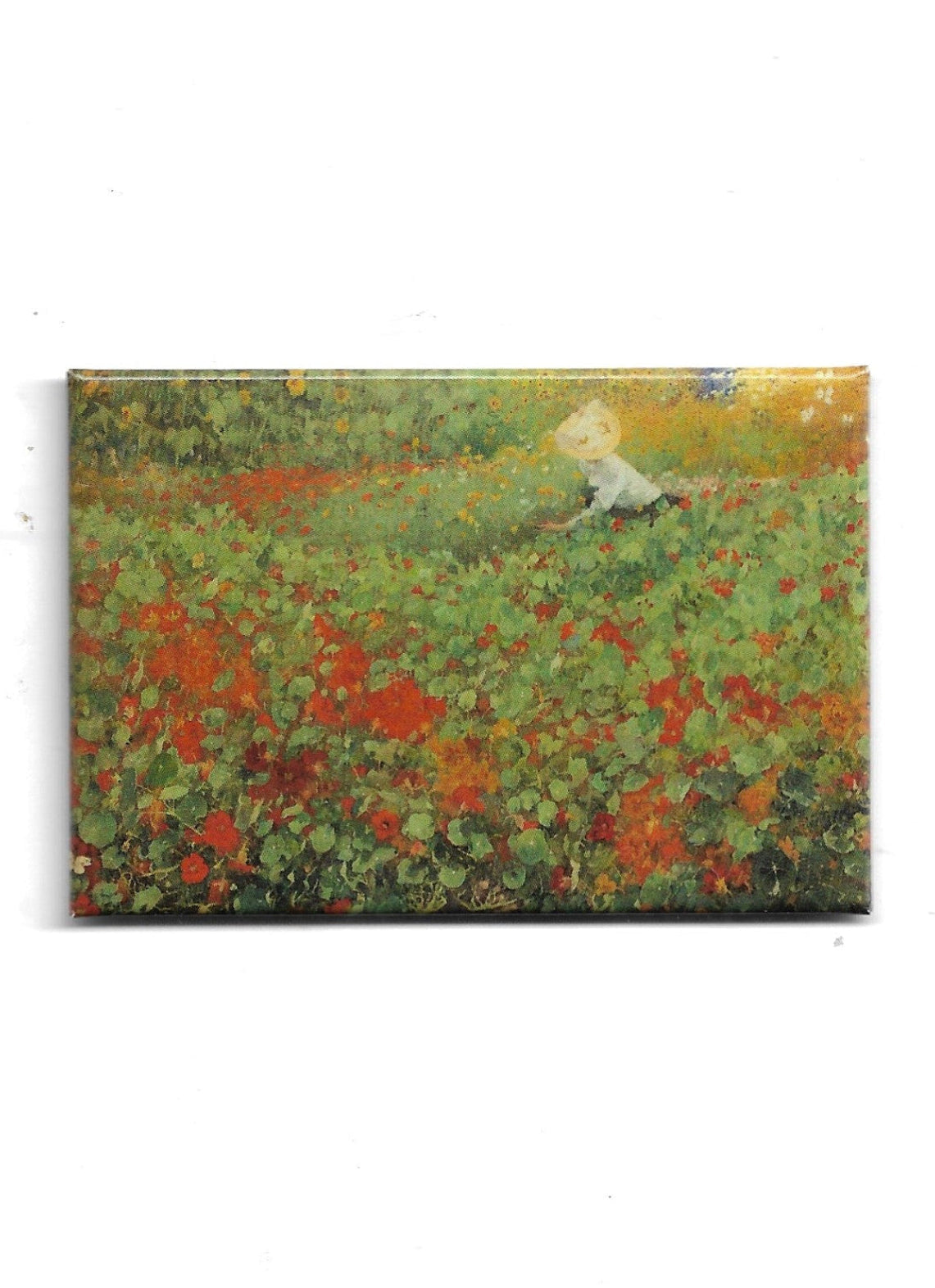 „Rechteckiger Kühlschrankmagnet ‚Jacobus van Looy – Der Garten‘; farbig bedrucktes, stabiles Stahlblech; große Magnetfläche 8 × 5,5 cm; geeignet zum Befestigen von Notizzetteln.“