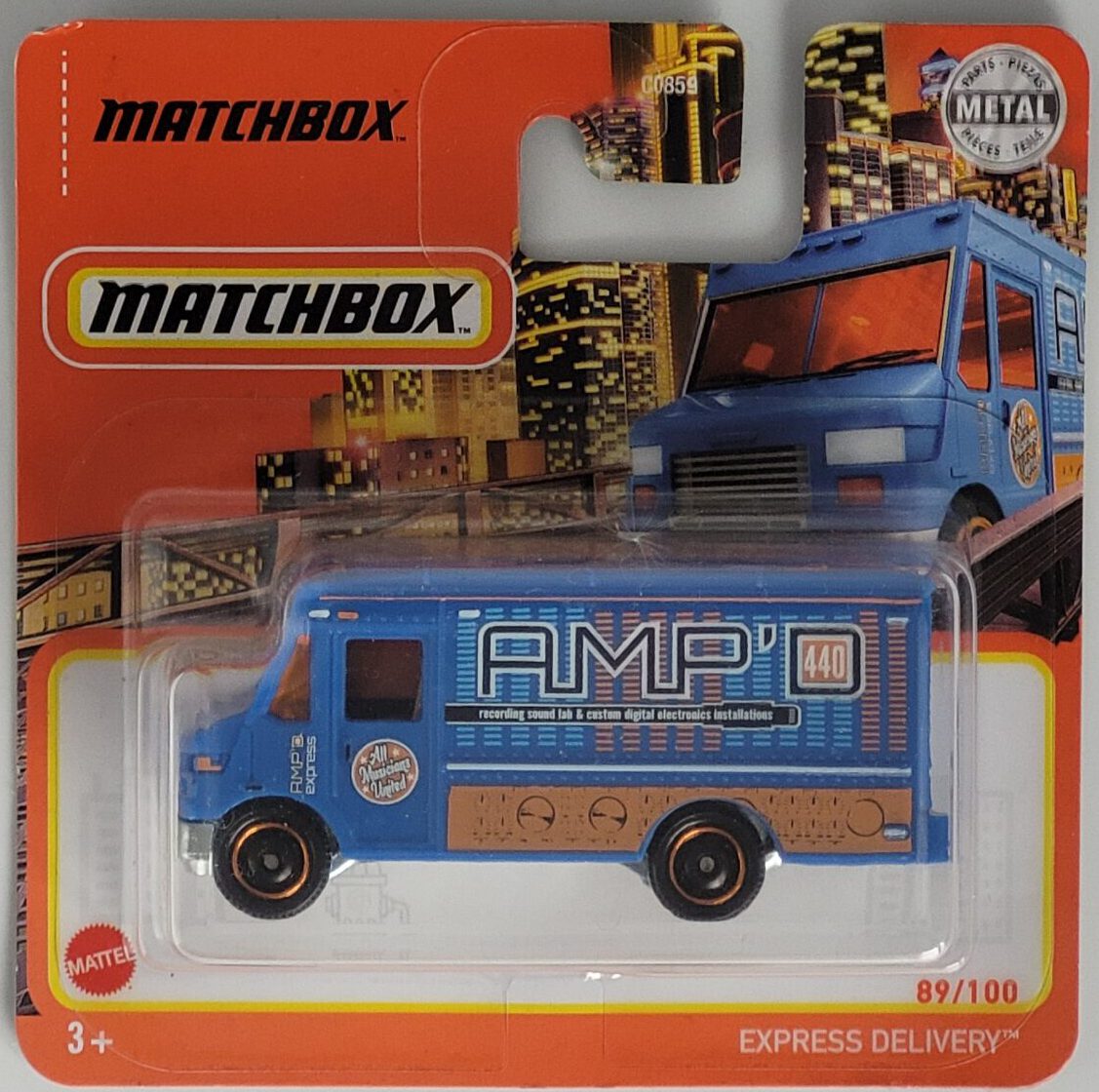 Matchbox Express Delivery Modell 89/100, blauer Metall‑Druckguss, ca. 6,5×3×2,5–3,5 cm – neues Sammlermodell in OVP im Maßstab 1:64.