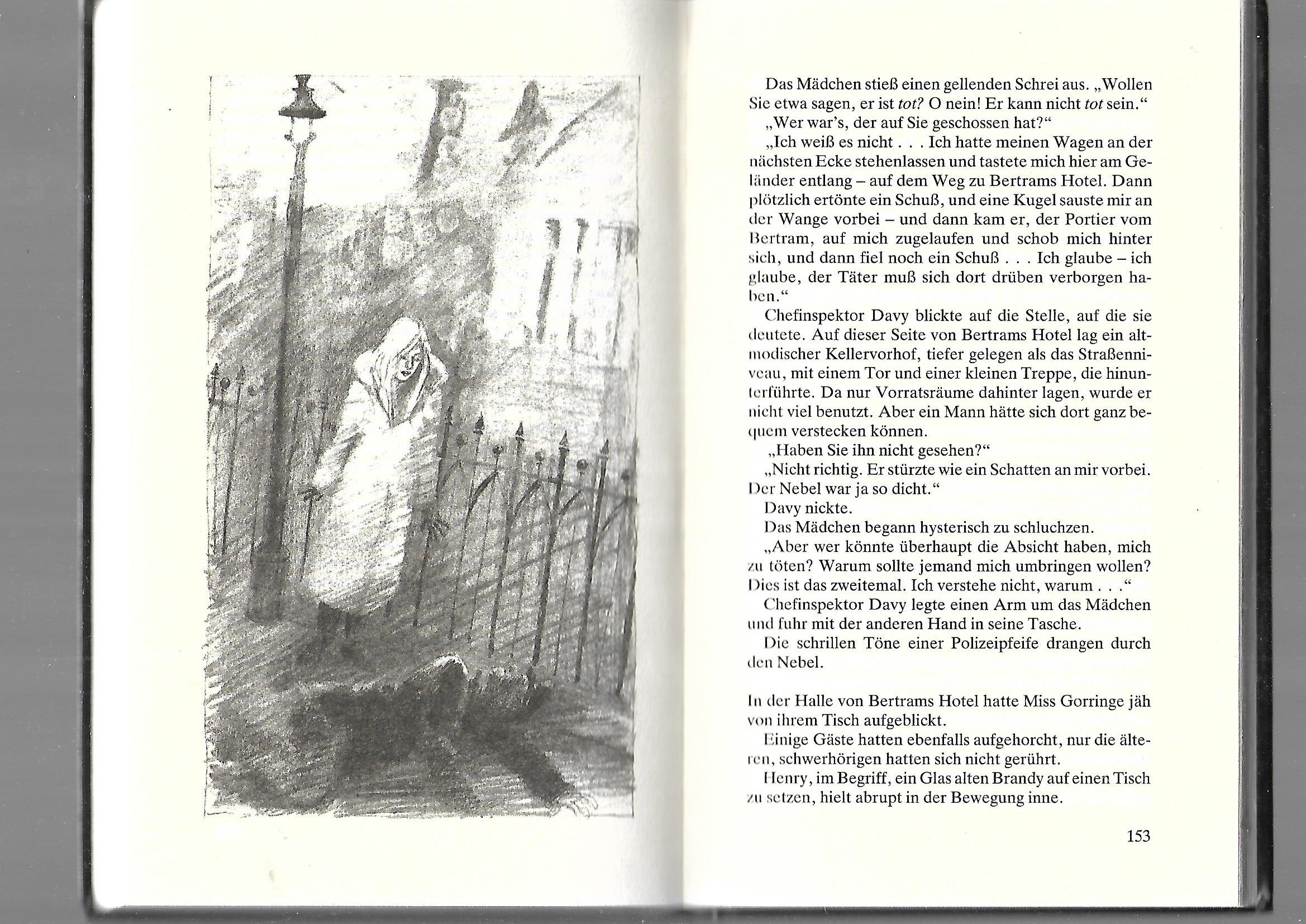 Kriminalroman Agatha Christie Miss Marple Bertrams Hotel mit  Illustrationen von Charlotte Panowsky Loewe 1990
