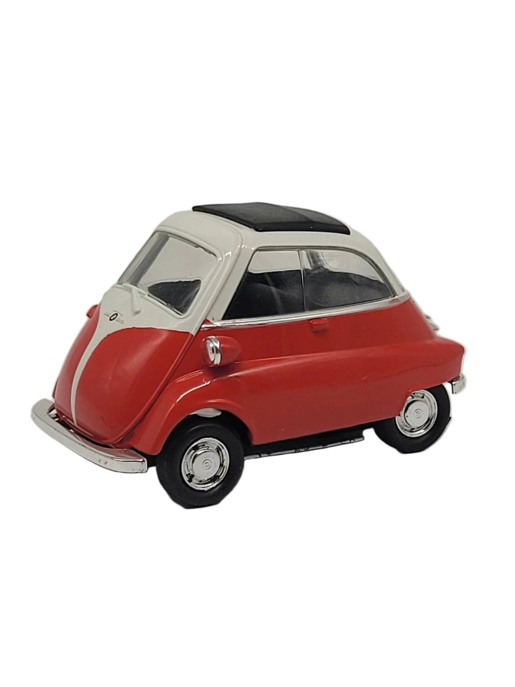 BMW Isetta 1955 Modellauto von Welly, rot, Metall mit Friktionsmotor, ca. 9×5,5×5,5 cm – detailreiches 1:38‑Sammlermodell in OVP.