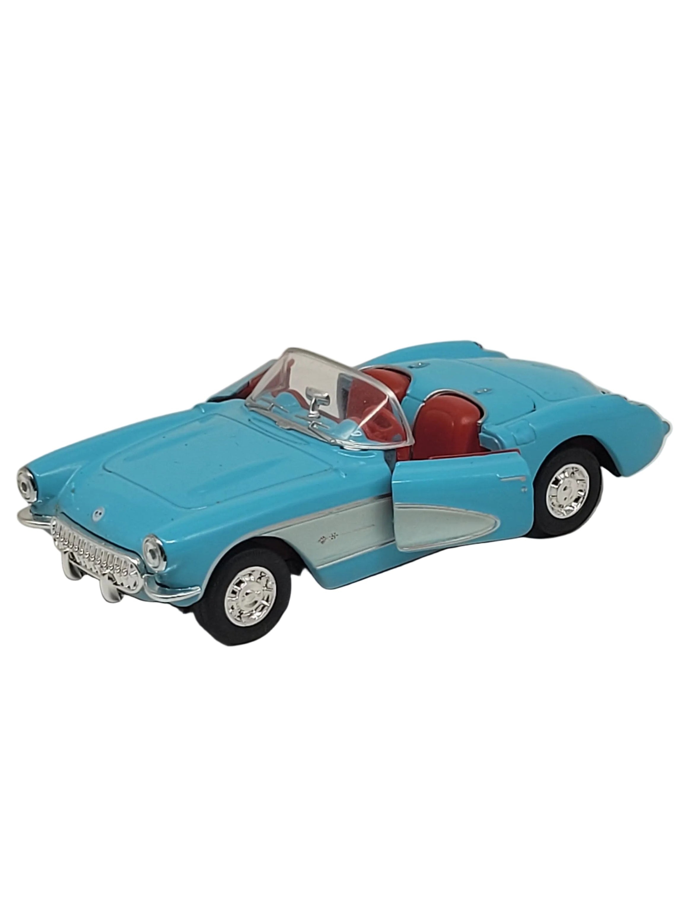 Modellauto Chevrolet 1957 - Corvette Cabrio blau (aus Metall mit Friktionsmotor) 1:36