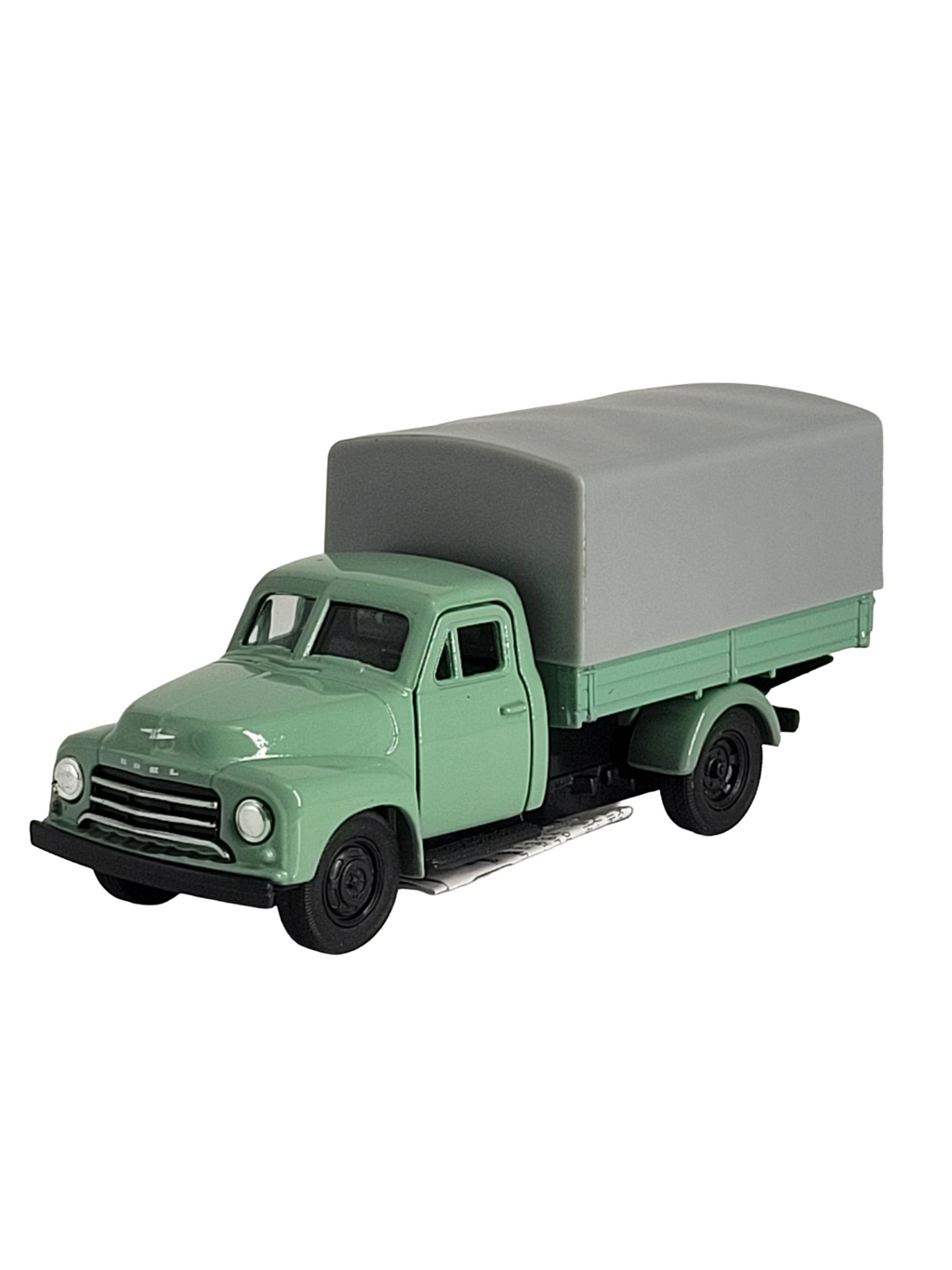 Opel Blitz 1952 Modellauto von Welly, lindgrün, Metall‑Spritzguss, ca. 12×4×5,5 cm, 90 g – detailreiches 1:34–39‑Sammlermodell