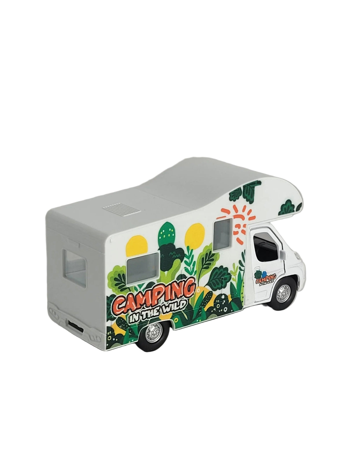 Rückansicht des Welly Modell-Wohnmobils mit Sommer-Aufdruck am Heck und an der Seitenwand.