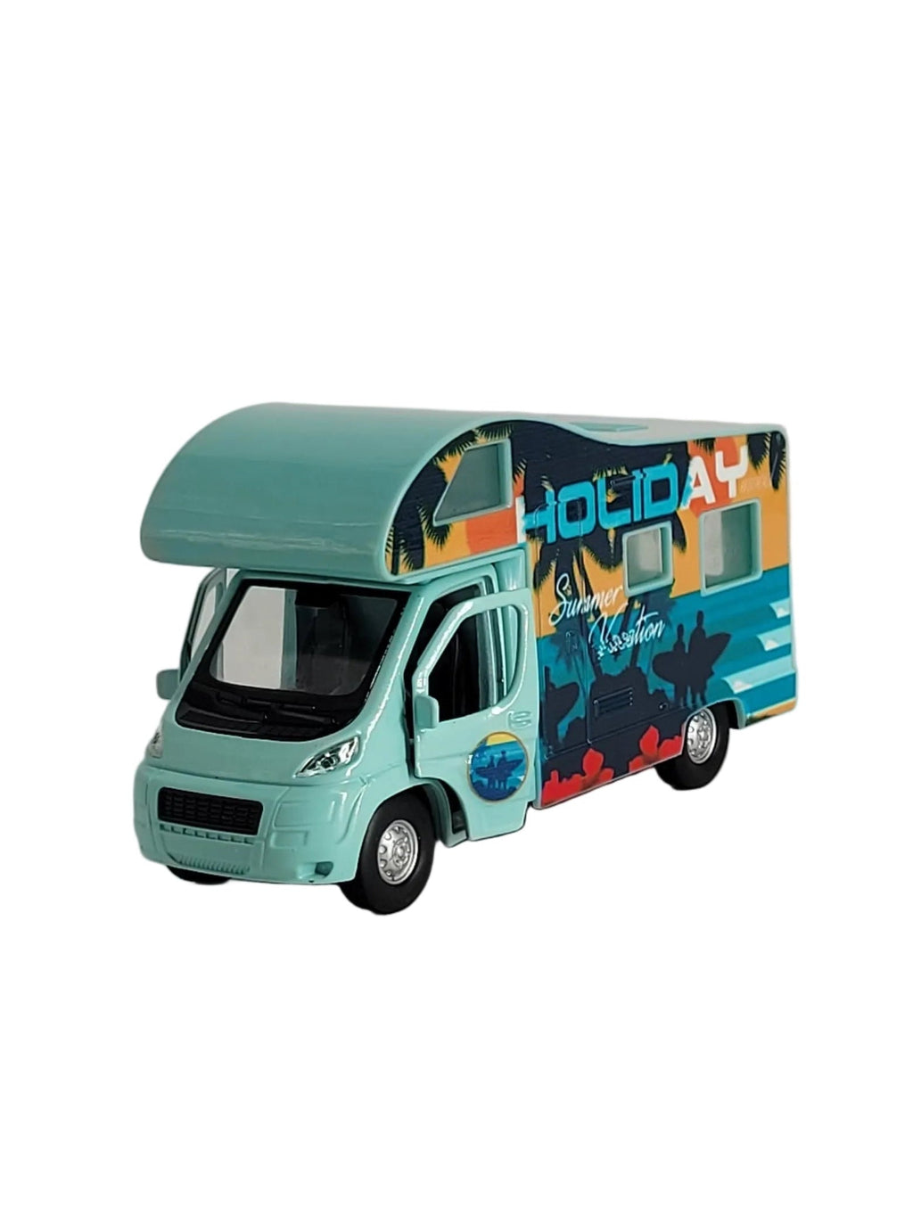 „Welly Modellauto Wohnmobil Holiday Summer Vacation in Weiß und Blau, detailgetreues Miniatur-Reisemobil (Türen geöffnet) für Sammler und Dekoration.“